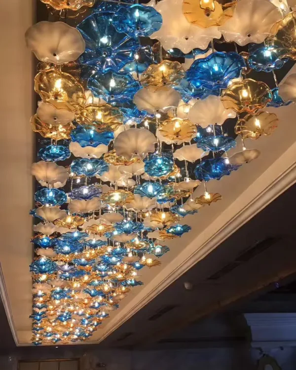 Parure Linear Glass Grand Chandelier in polished chrome