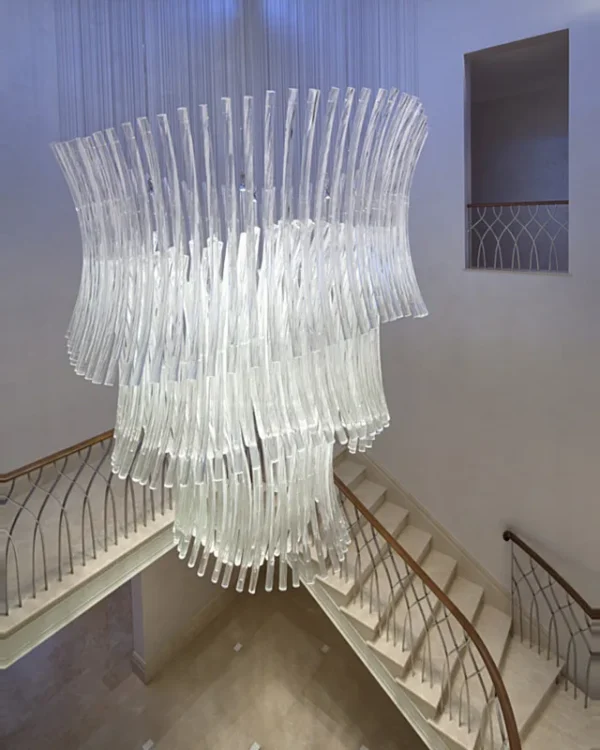Récif Glass Grand Chandelier in polished chrome