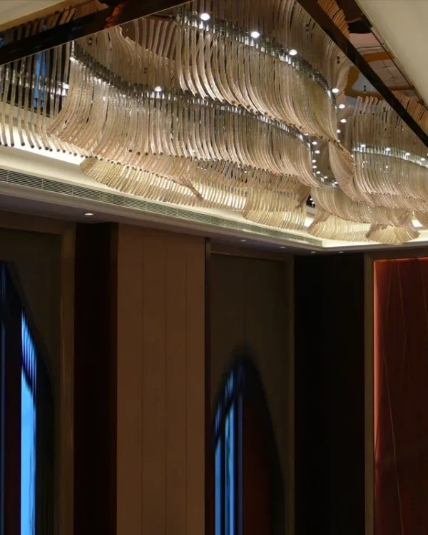 Sonate Linear Glass Grand Chandelier in polished chrome