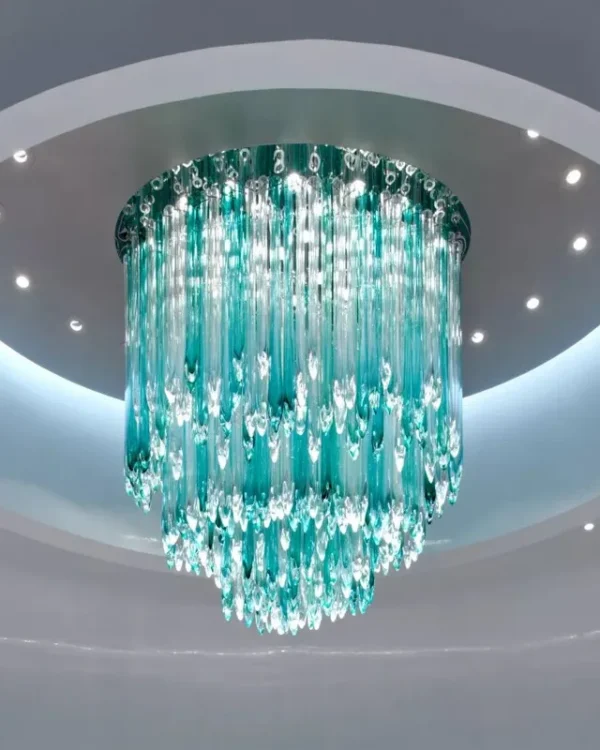 Verre Glass Grand Chandelier in Polished Chrome X in polished chrome