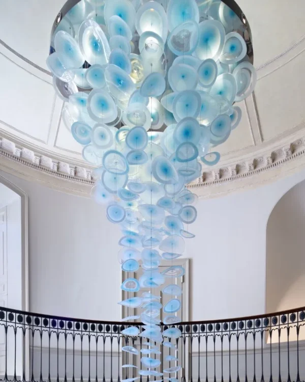 Verre Glass Grand Chandelier in Polished Chrome IX in polished chrome