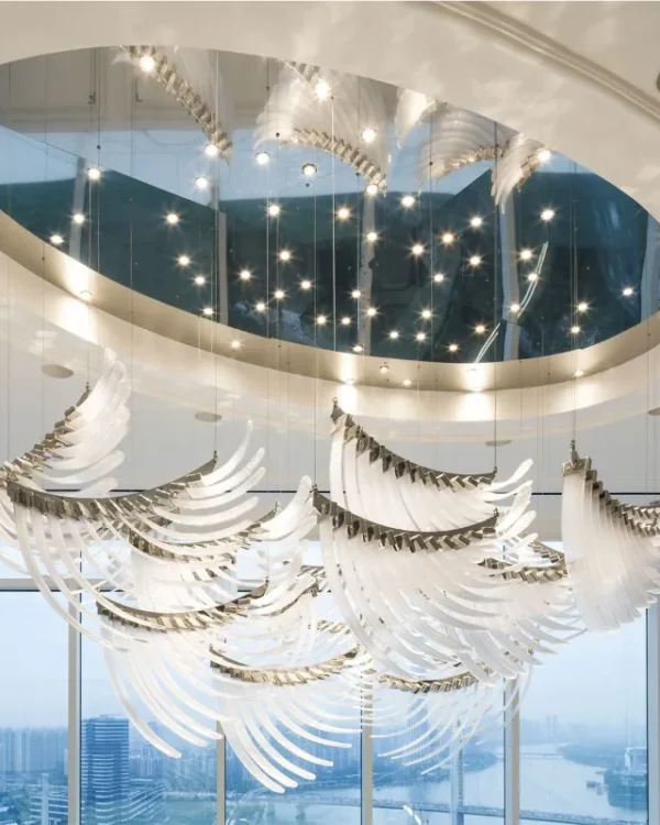 Verre Glass Grand Chandelier in Polished Chrome XVII in polished chrome