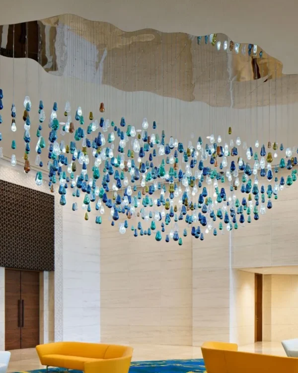 Verre Glass Grand Chandelier in Polished Chrome No. 22 in polished chrome