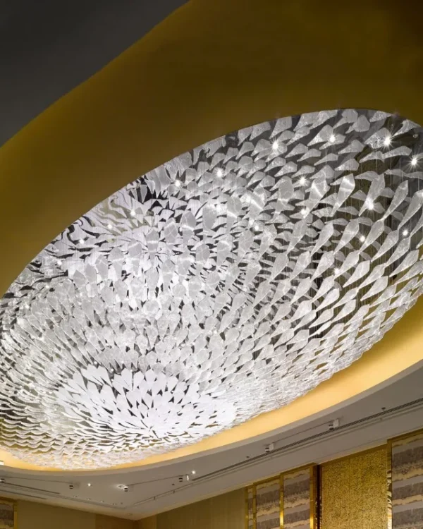 Verre Oval Glass Grand Chandelier in polished chrome