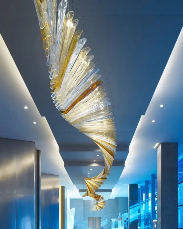 Verre Glass Grand Chandelier in Polished Chrome V in polished chrome