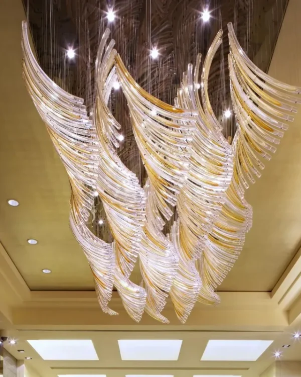Verre Glass Grand Chandelier in Polished Chrome II in polished chrome