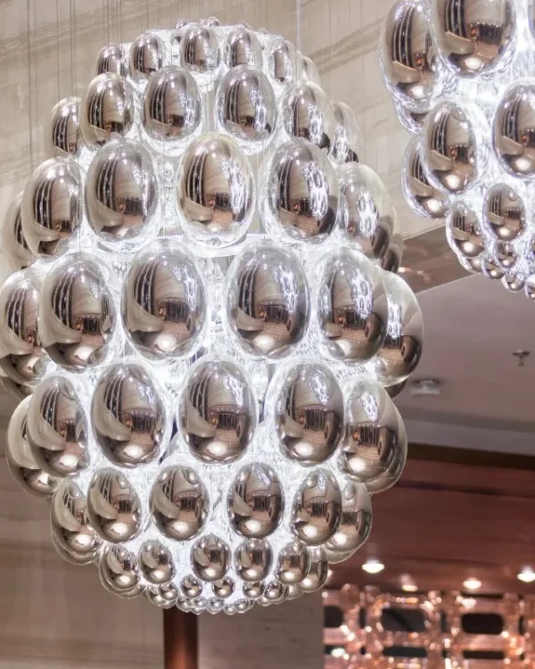 Verre Glass Grand Chandelier in Polished Chrome VI in polished chrome