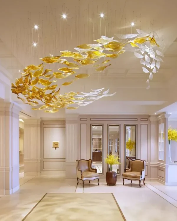 Verre Floral Glass Grand Chandelier in polished chrome