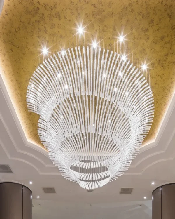 Verre Glass Grand Chandelier in Polished Chrome No. 23 in polished chrome