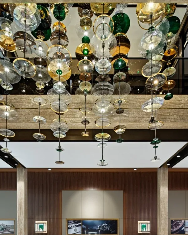 Verre Glass Grand Chandelier in Polished Chrome No. 24 in polished chrome