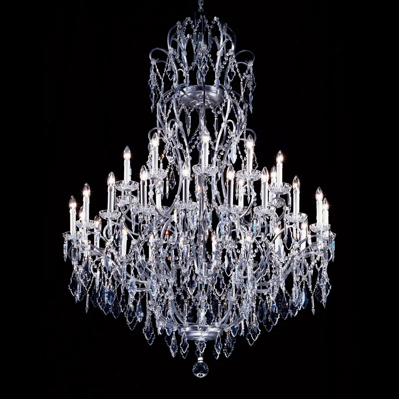 Bastide Crystal Grand Chandelier, 51" in polished chrome