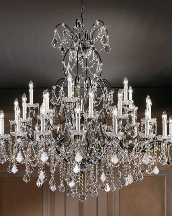 Bastide Crystal Grand Chandelier, 55" in bronze