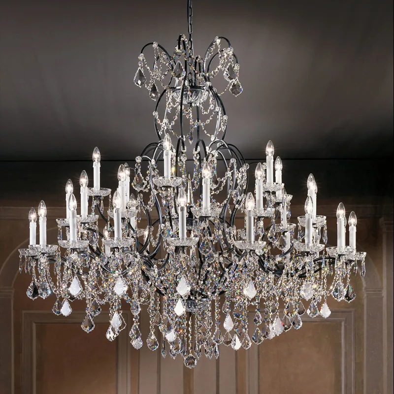 Bastide Crystal Grand Chandelier, 55" in bronze