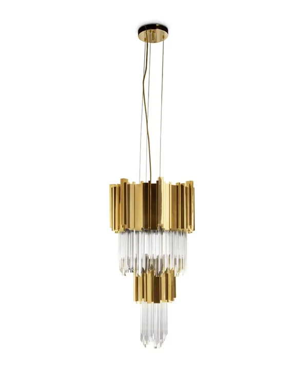 Marly Glass Pendant, 16" in gold