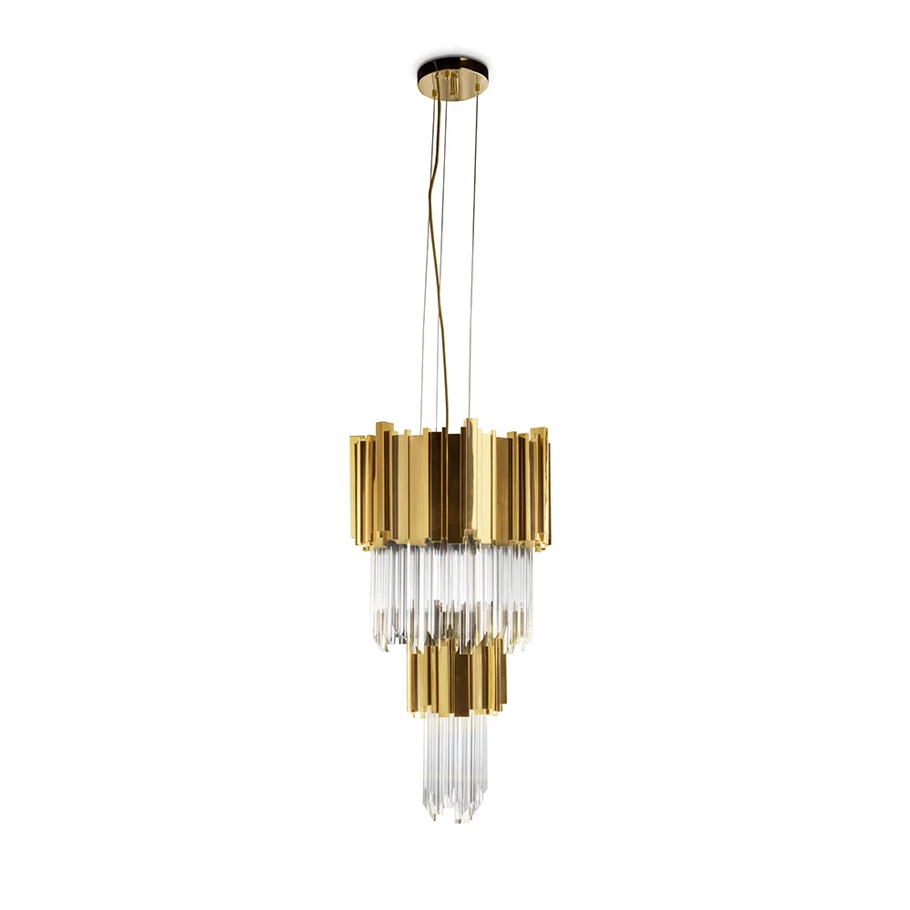 Marly Glass Pendant, 16" in gold