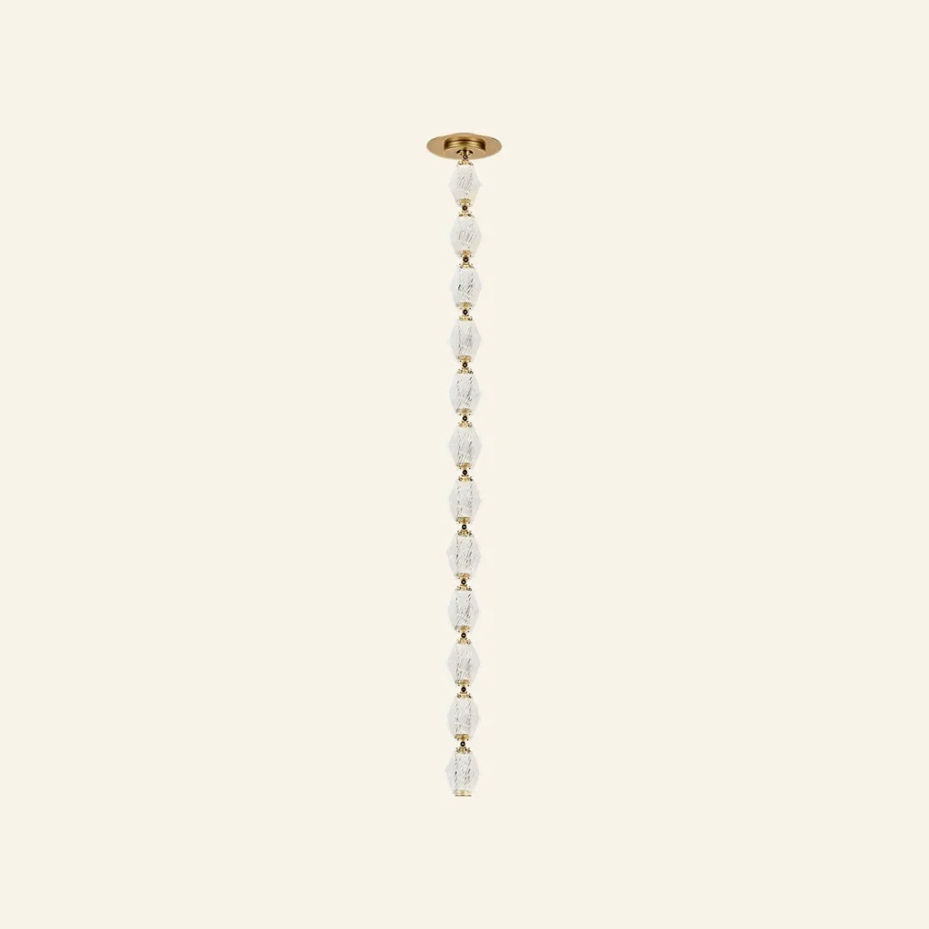 Doré Glass Pendant, 2" × 39" H in brass