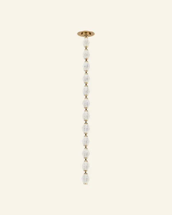 Doré Glass Pendant, 2" × 39" H in brass