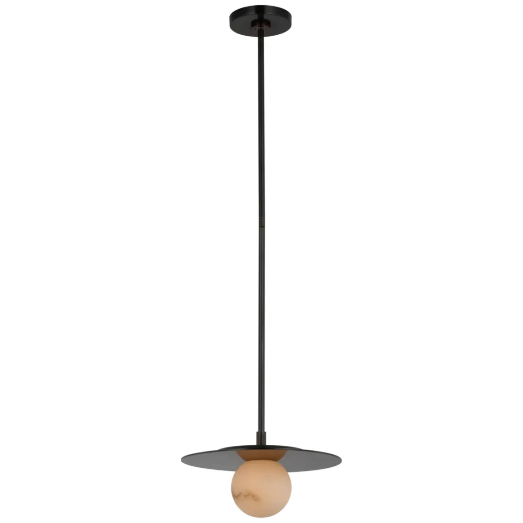 Doré Disc Alabaster Pendant, 12" in bronze