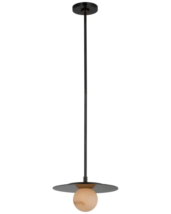 Doré Disc Alabaster Pendant, 12" in bronze