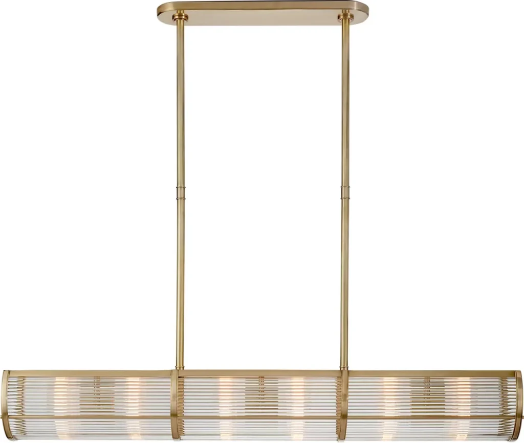 Doré Linear Glass Pendant, 48" in brass