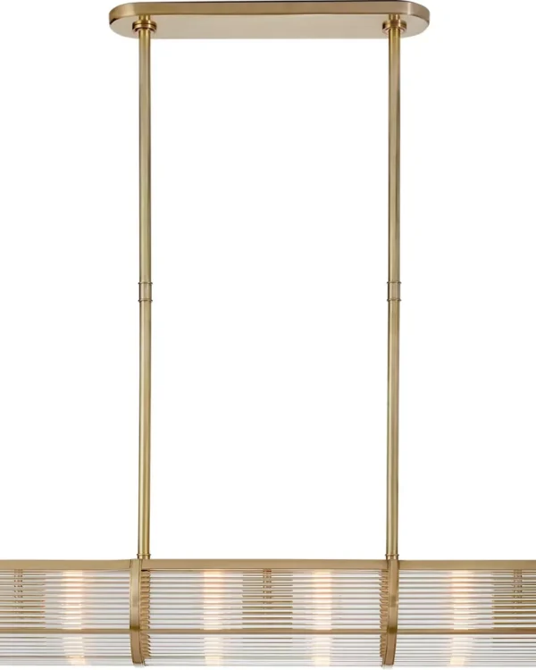Doré Linear Glass Pendant, 48" in brass