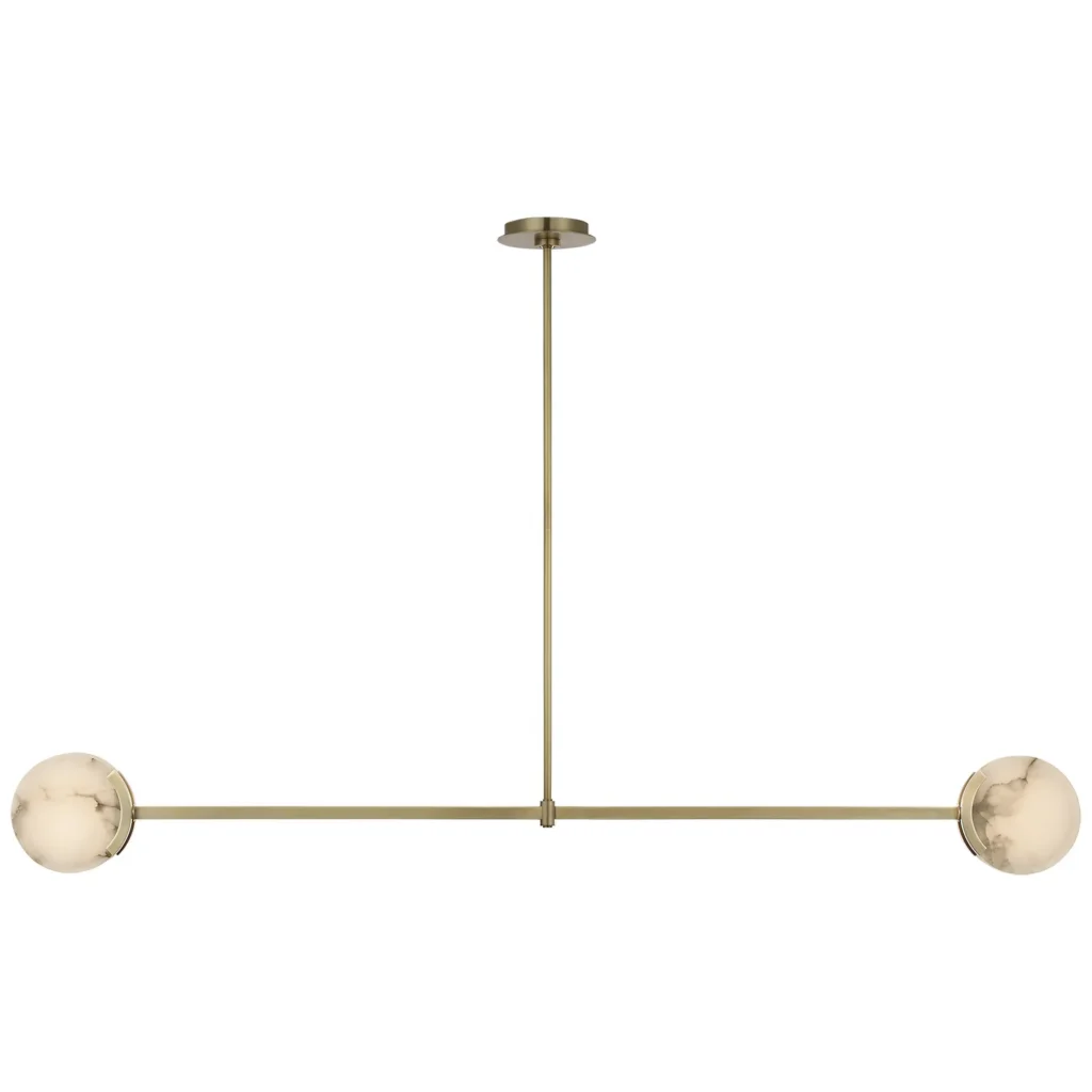 Doré Linear Alabaster Pendant, 54" in antique brass