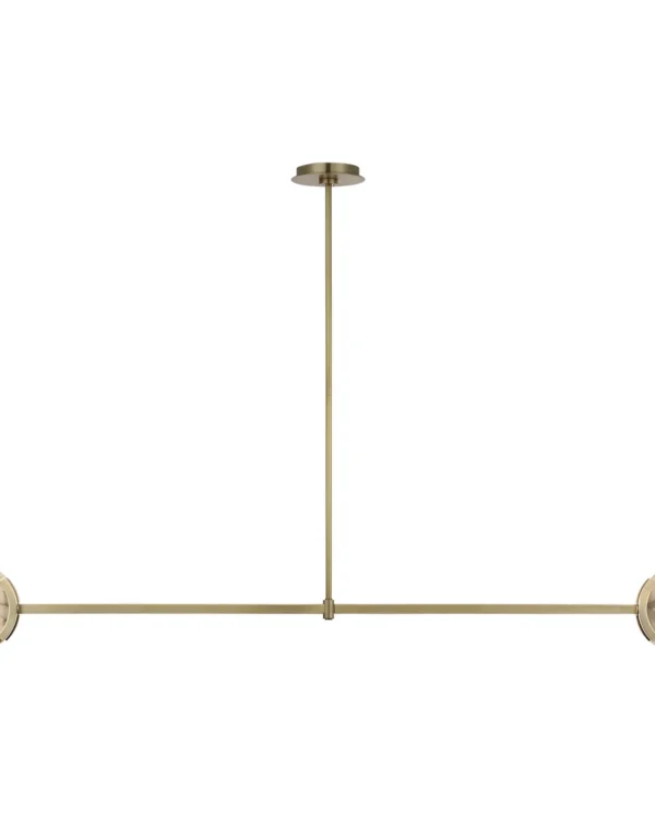 Doré Linear Alabaster Pendant, 54" in antique brass
