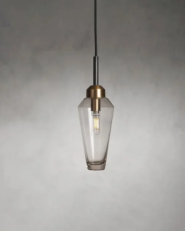 Laiton Glass 1-Light Pendant, 5" × 14" H in Bronze in bronze