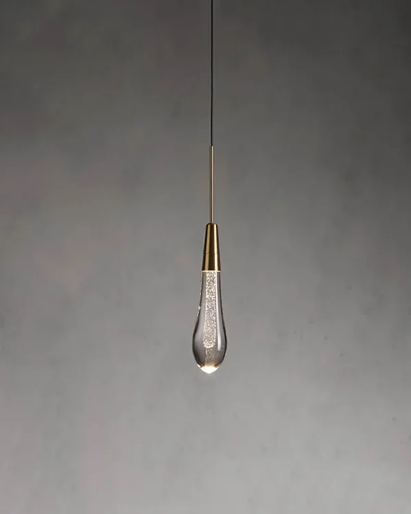 Laiton Glass 1-Light Pendant, 5" × 14" H in Brass in brass