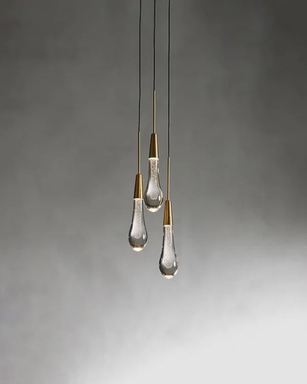Laiton Glass Pendant, 6" in brass