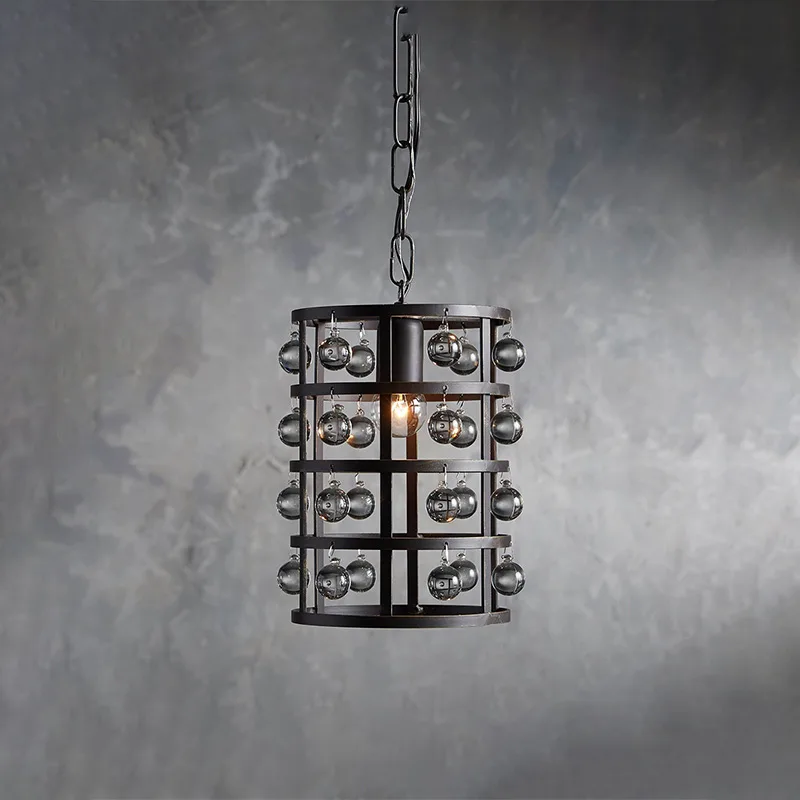 Laiton Cage Glass Pendant, 8" in bronze