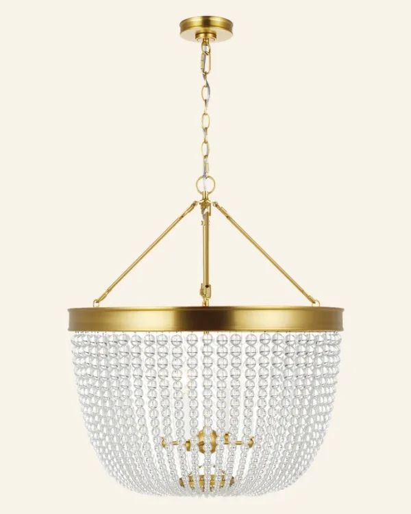 Laiton Glass Pendant, 19" in burnished brass