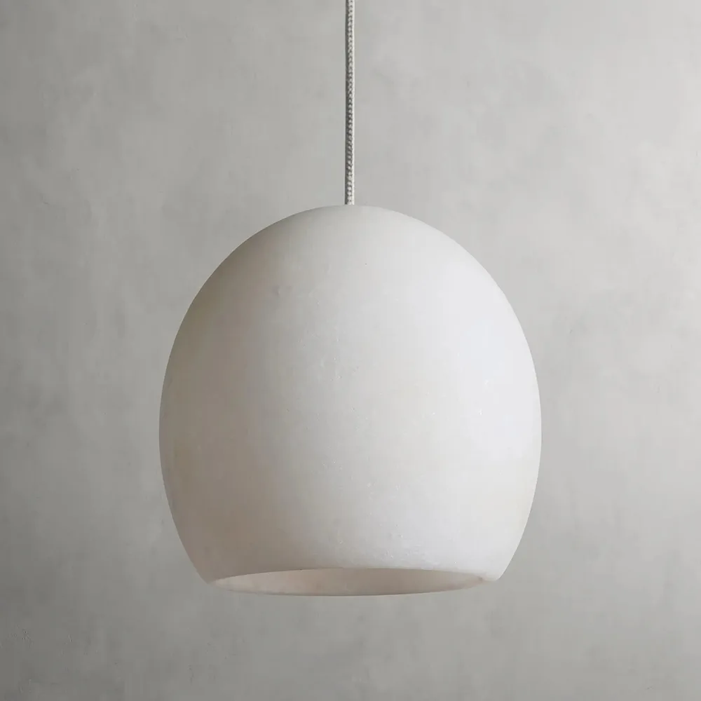 Montparnasse Alabaster Pendant, 6" in burnished brass