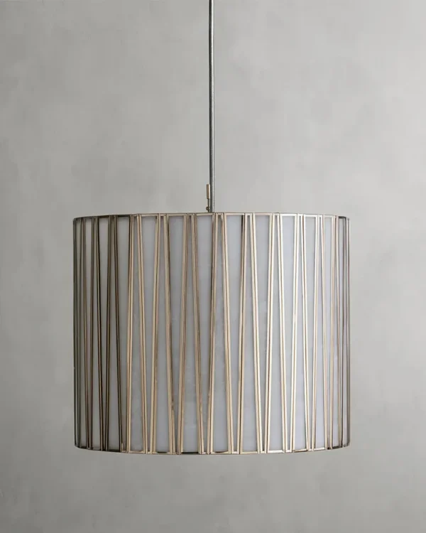 Montparnasse Glass Pendant, 14" in antique brass