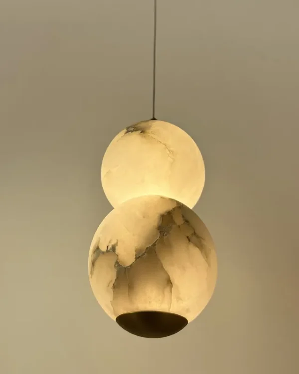 Craie Globe Alabaster Pendant × 8" H