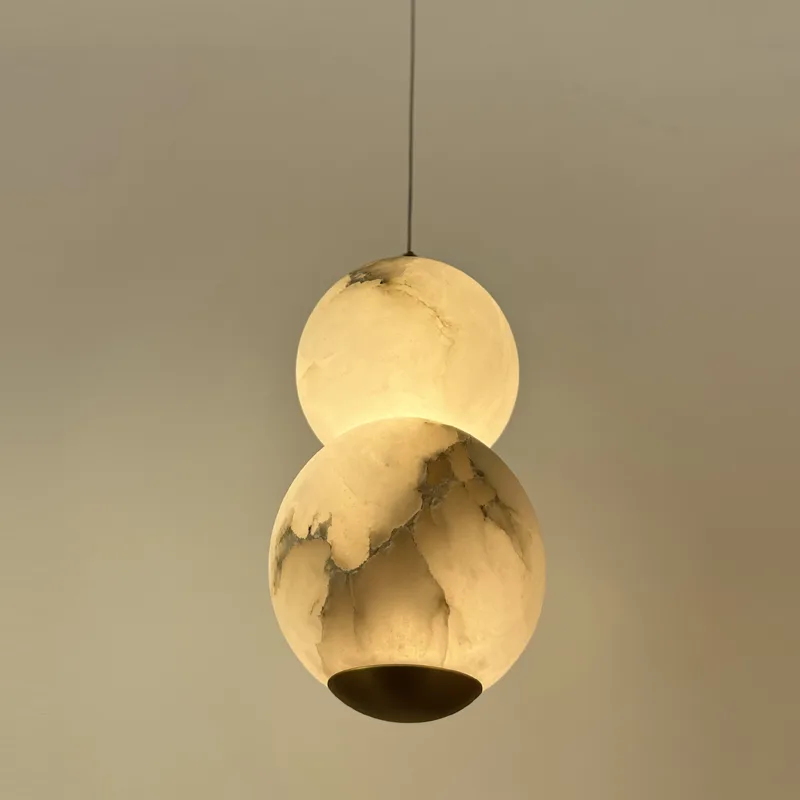 Craie Globe Alabaster Pendant × 8" H