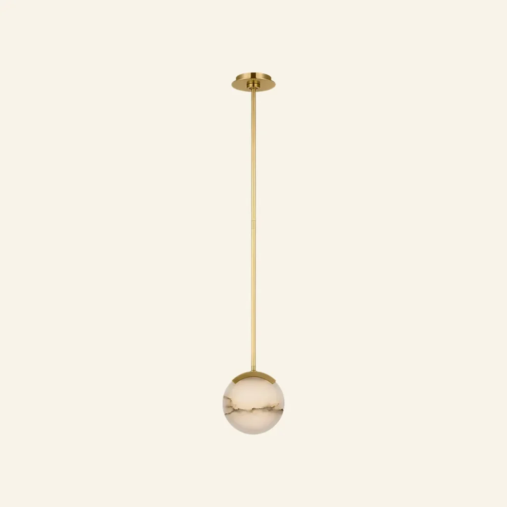 Doré Alabaster Pendant, 7" in antique brass