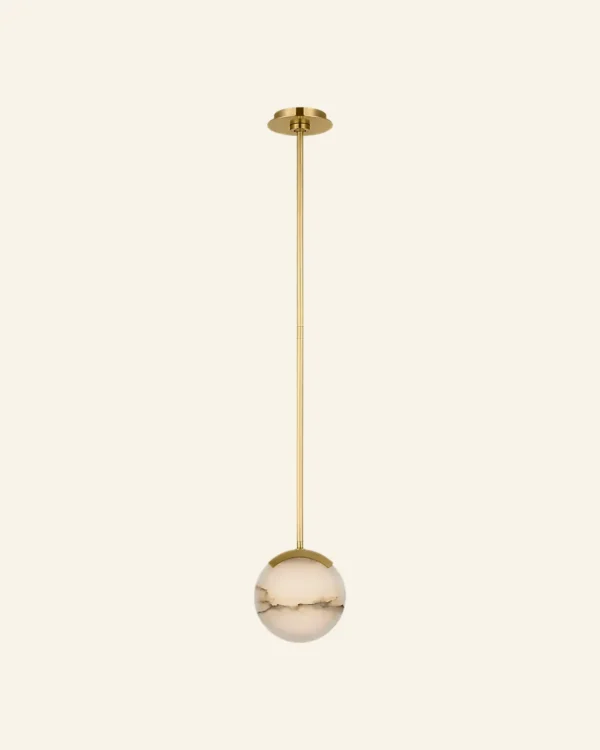 Doré Alabaster Pendant, 7" in antique brass
