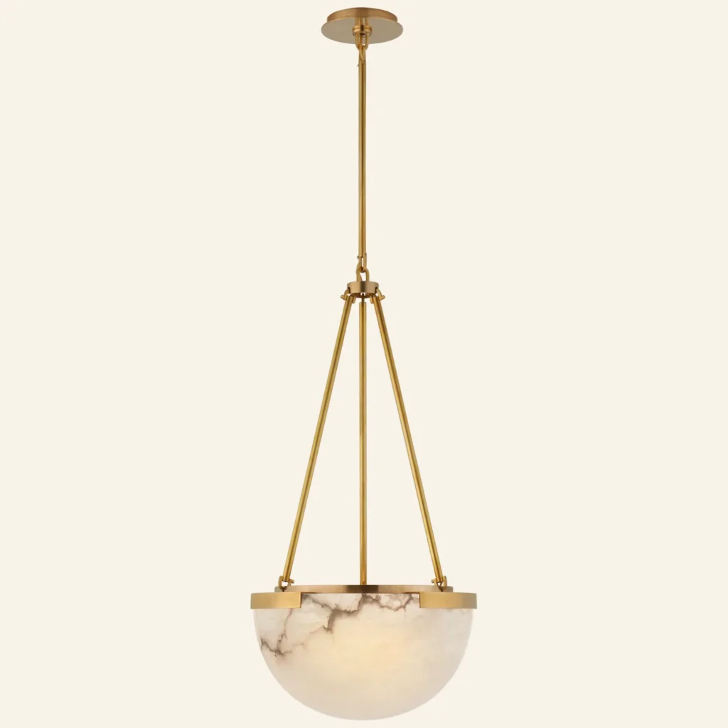 Doré Alabaster Pendant, 15" in antique brass