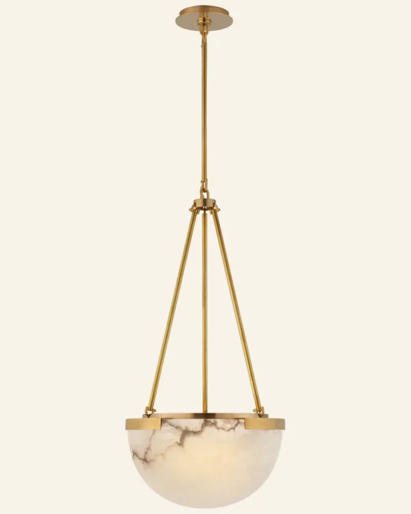 Doré Alabaster Pendant, 15" in antique brass