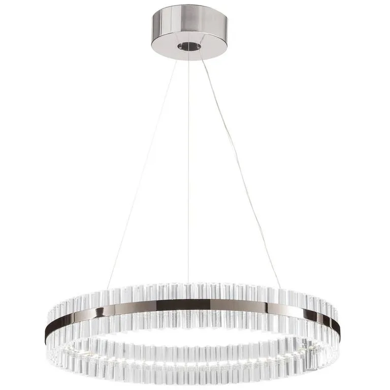 Anneau Ring Glass Pendant, 28" in polished chrome