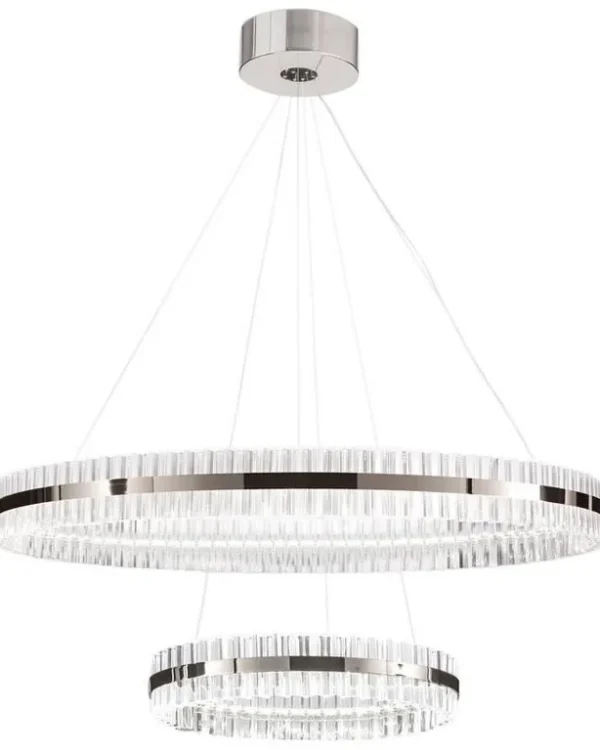 Anneau Two-Ring Pendant, 39" in polished chrome