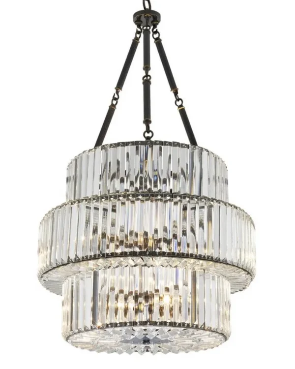 Cirrus Three-Tier Crystal Pendant, 22" in bronze