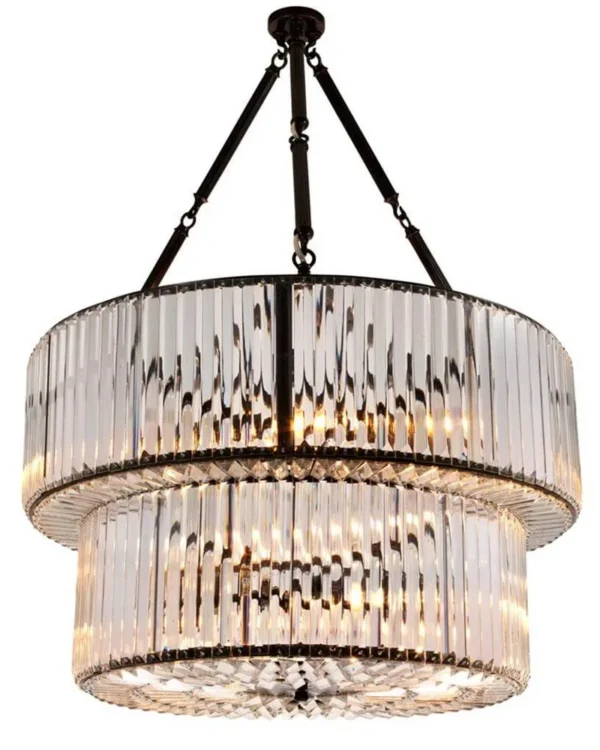 Cirrus Two-Tier Crystal Pendant, 26" in bronze