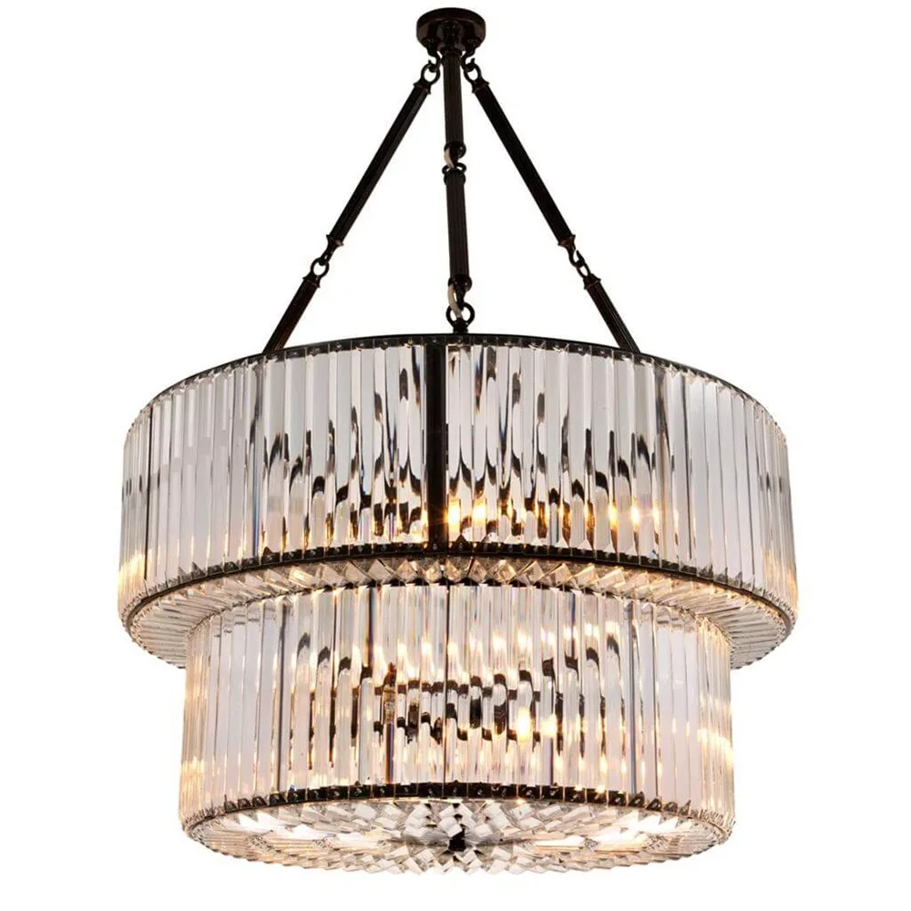 Cirrus Two-Tier Crystal Pendant, 26" in bronze