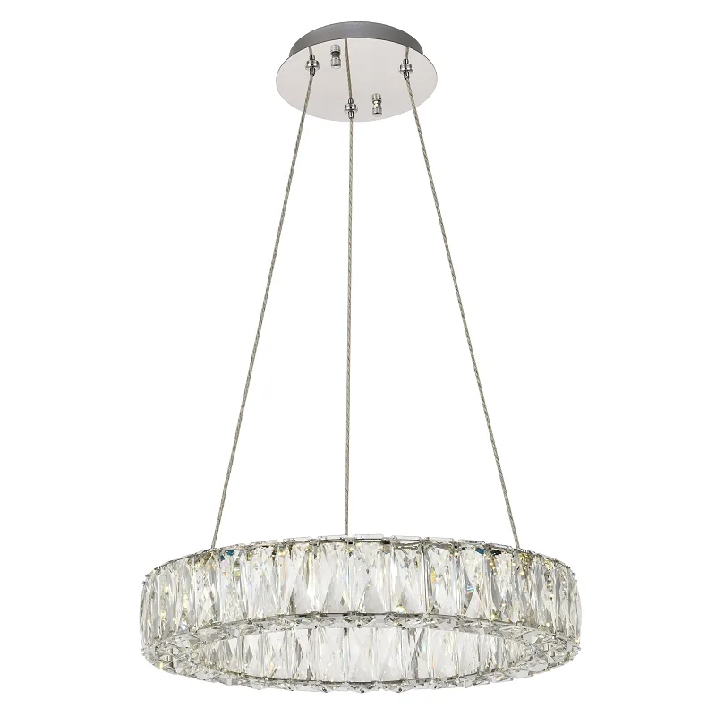 Courbe Ring Crystal Pendant in polished chrome