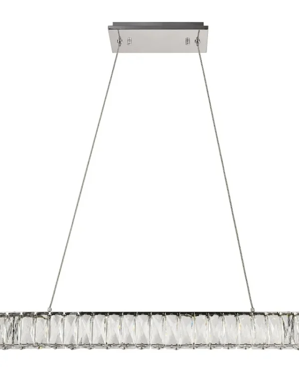 Courbe Linear Crystal Pendant, 2" × 3" H in Polished Chrome in polished chrome