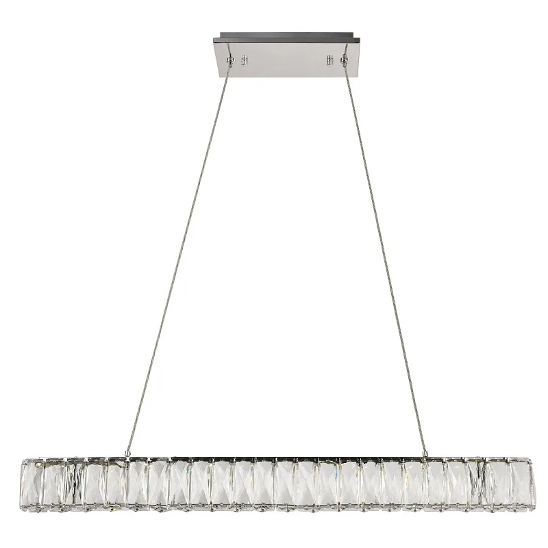 Courbe Linear Crystal Pendant, 2" × 3" H in Polished Chrome in polished chrome