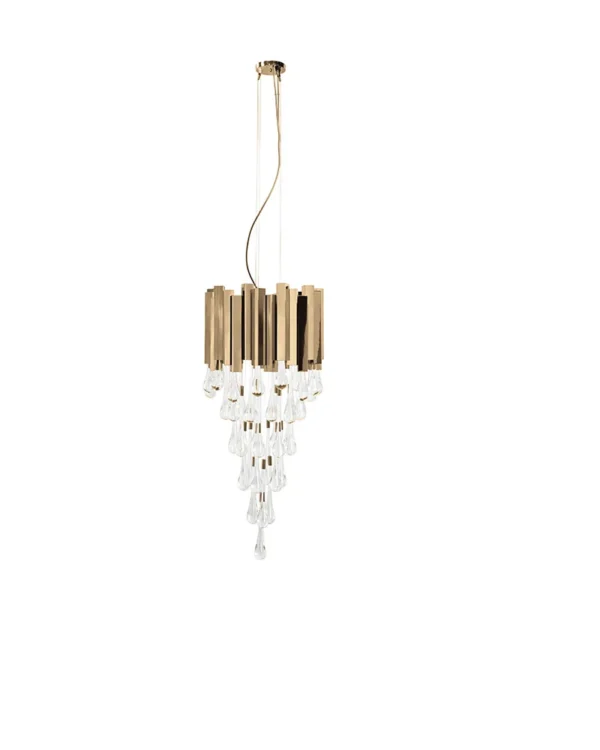 Marly Glass Pendant, 14" in gold
