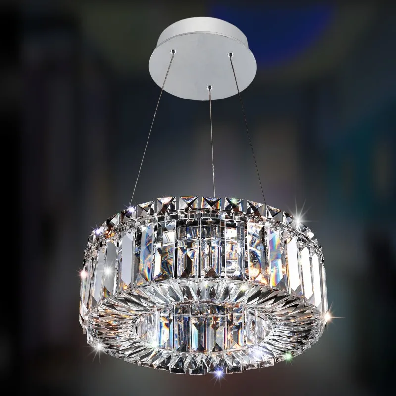 Méridien Round Crystal Pendant, 12" in polished chrome